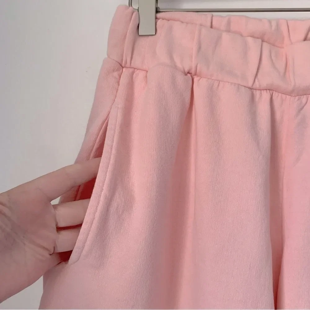 Laszlo Baby Pale Pink Wide Leg Pants and V-neck Tee Lounge Set Large